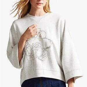 Ted Baker Laviy Floral-Embroidered Chain-Embellished Stretch-Jersey Sweatshirt